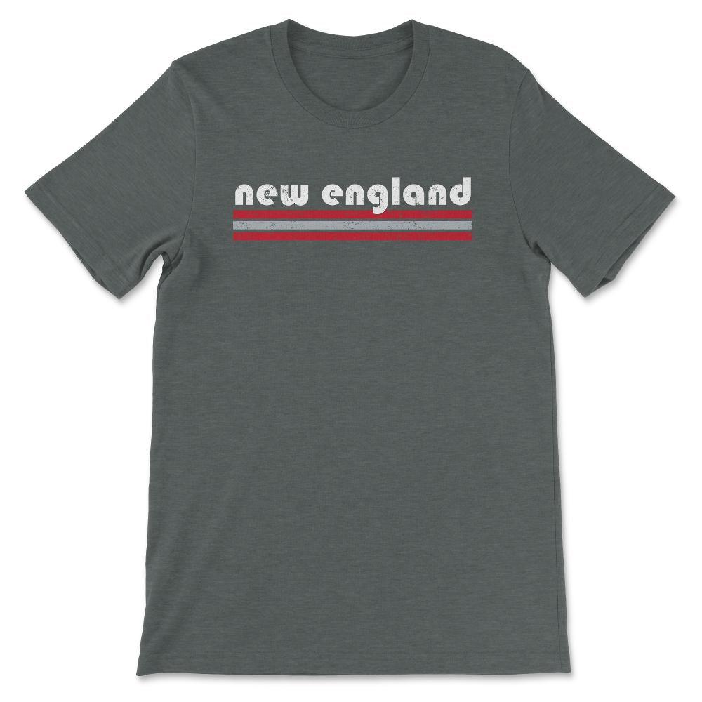 Vintage New England Retro Massachusetts Three Stripe Weathered - Unisex T-Shirt - Dark Grey Heather