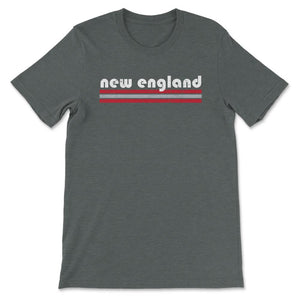 Vintage New England Retro Massachusetts Three Stripe Weathered - Unisex T-Shirt - Dark Grey Heather