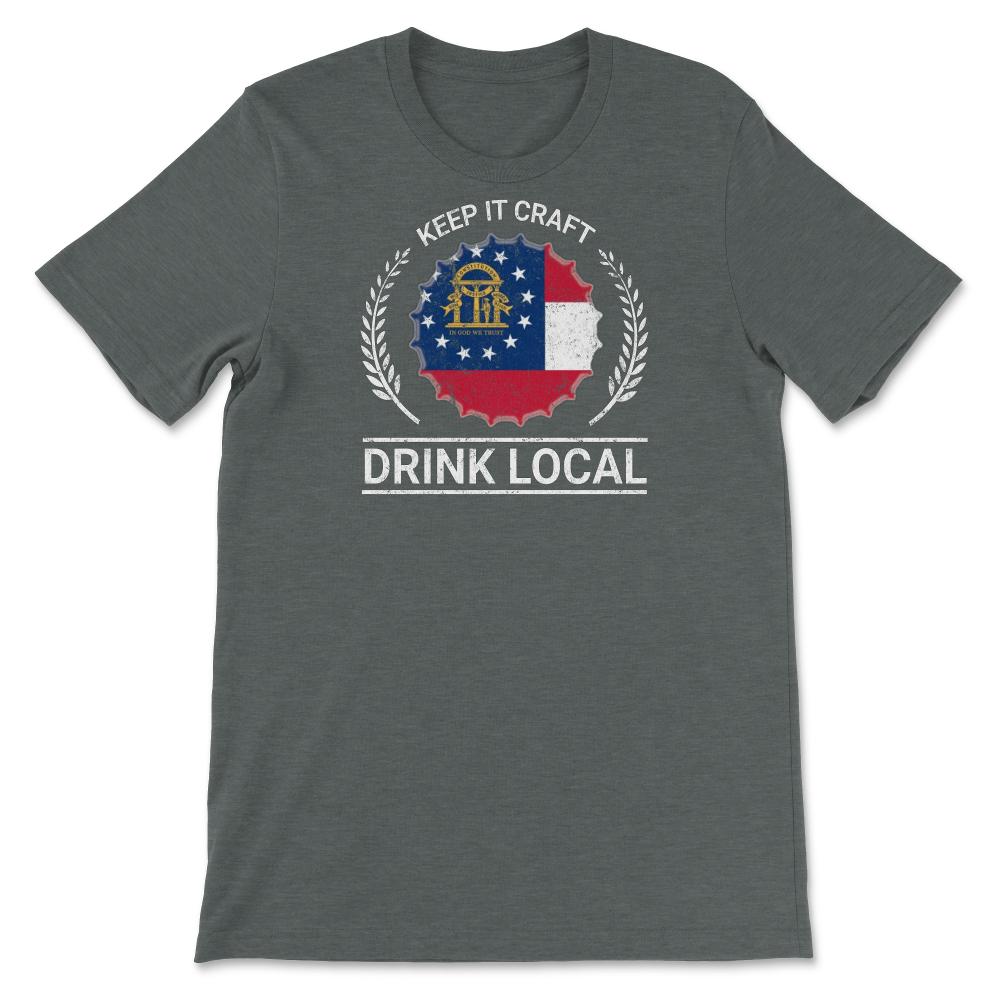 Drink Local Georgia Vintage Craft Beer Bottle Cap Brewing - Unisex T-Shirt - Dark Grey Heather