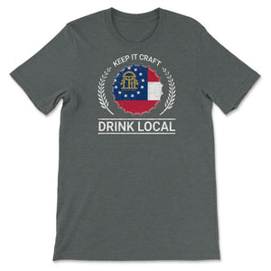 Drink Local Georgia Vintage Craft Beer Bottle Cap Brewing - Unisex T-Shirt - Dark Grey Heather
