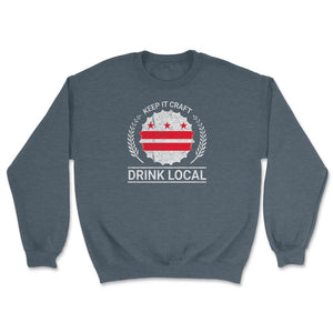 Drink Local Washington DC Vintage Craft Beer Bottle Cap Brewing - Unisex Sweatshirt - Dark Grey Heather