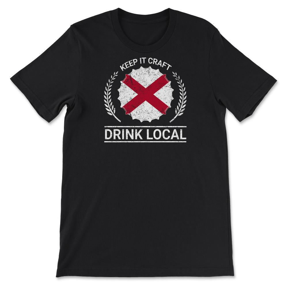 Drink Local Alabama Vintage Craft Beer bottle Cap Brewing - Unisex T-Shirt - Black