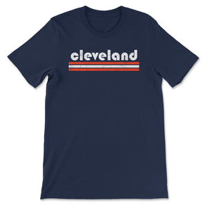 Vintage Cleveland Ohio Retro Three Stripe Weathered - Unisex T-Shirt - Navy