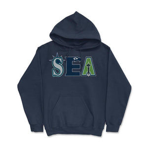 Seattle Washington Sports Fan Three Letter City Abbreviation - Hoodie - Navy