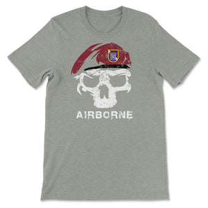 Vintage Army 95th Civil Affairs Skull Maroon Beret Special Operations - Unisex T-Shirt - Grey Heather