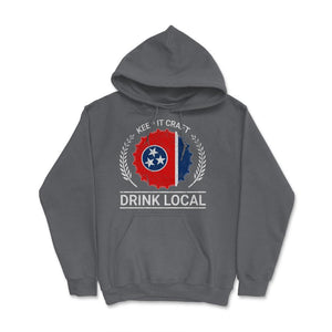 Drink Local Tennessee Vintage Craft Beer Bottle Cap Brewing - Hoodie - Smoke Grey