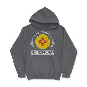 Drink Local New Mexico Vintage Craft Beer Bottle Cap Brewing - Hoodie - Smoke Grey