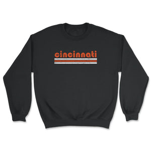 Vintage Cincinnati Ohio Retro Three Stripe Weathered - Unisex Sweatshirt - Black