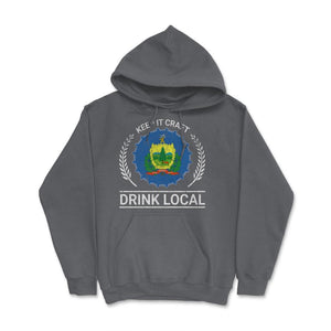 Drink Local Vermont Vintage Craft Beer Bottle Cap Brewing - Hoodie - Smoke Grey