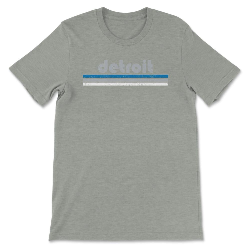 Vintage Detroit Michigan Retro Three Stripe Weathered - Unisex T-Shirt - Grey Heather