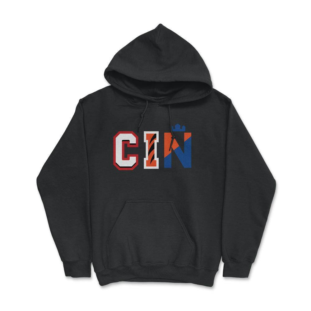 Cincinnati Ohio CIN Sports Fan Three Letter City Abbreviation - Hoodie - Black