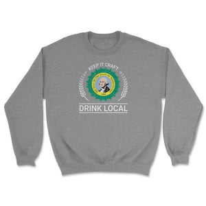 Drink Local Washington State Vintage Craft Beer Bottle Cap Brewing - Unisex Sweatshirt - Grey Heather