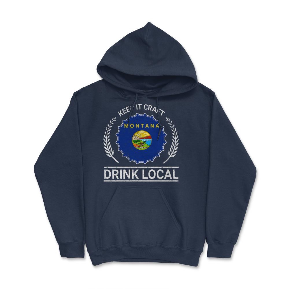 Drink Local Montana Vintage Craft Beer Bottle Cap Brewing - Hoodie - Navy