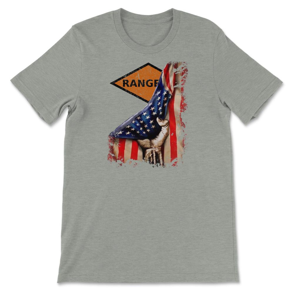 Orange Ranger Diamond USA Flag Pull Back Patriotic Military Gift - Unisex T-Shirt - Grey Heather