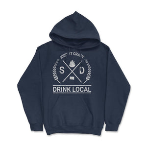 Drink Local South Dakota Vintage Craft Beer Brewing - Hoodie - Navy