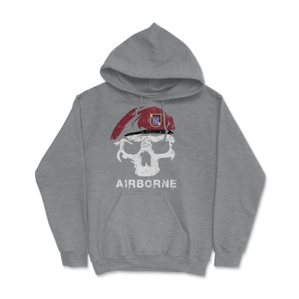 Vintage Army 95th Civil Affairs Skull Maroon Beret Special Operations - Hoodie - Grey Heather