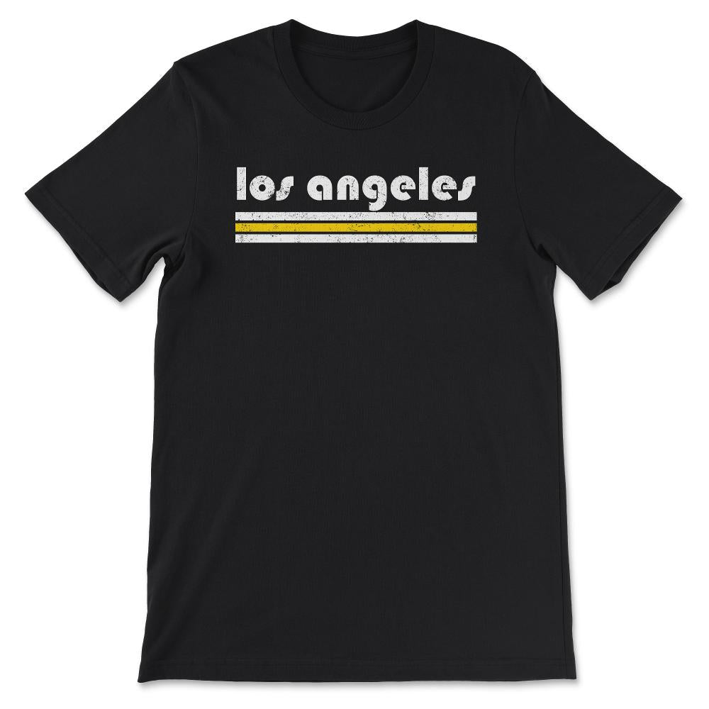 Vintage Los Angeles California Retro Three Stripe Weathered - Unisex T-Shirt - Black