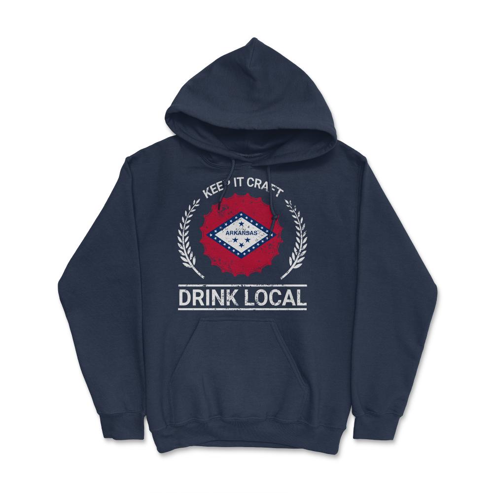 Drink Local Arkansas Vintage Craft Beer Bottle Cap Brewing - Hoodie - Navy