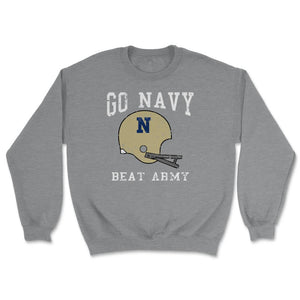 Go Navy Beat Army America's Game Vintage Football Helmet - Unisex Sweatshirt - Grey Heather