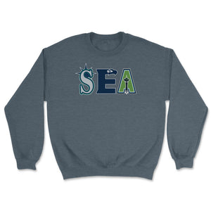 Seattle Washington Sports Fan Three Letter City Abbreviation - Unisex Sweatshirt - Dark Grey Heather