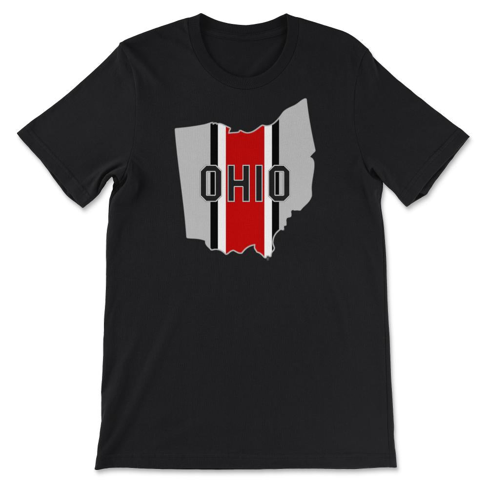OHIO Striped State Outline Football Fan - Unisex T-Shirt - Black