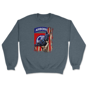 82nd Airborne Division US Flag Tear All The Way Paratrooper - Unisex Sweatshirt - Dark Grey Heather