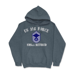 Vintage Retired Air Force Senior Master Sergeant Military Veteran - Hoodie - Dark Grey Heather