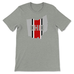 OHIO Striped State Outline Football Fan - Unisex T-Shirt - Grey Heather