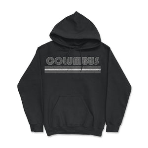 Vintage Columbus Ohio Retro Three Stripe Weathered - Hoodie - Black