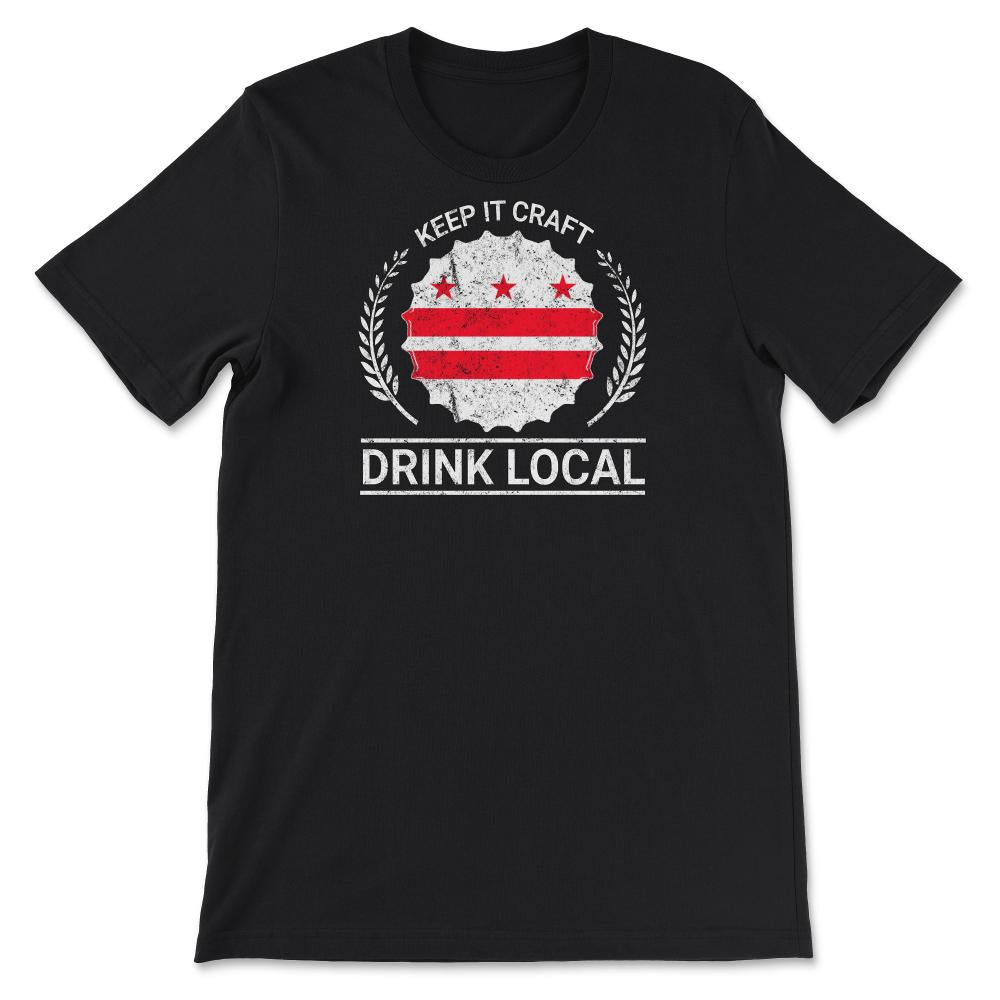 Drink Local Washington DC Vintage Craft Beer Bottle Cap Brewing - Unisex T-Shirt - Black