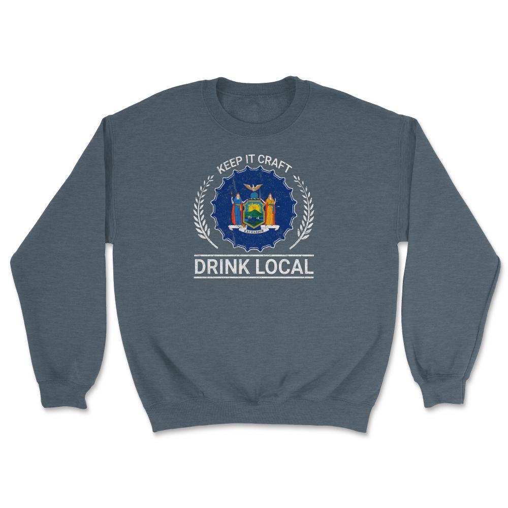 Drink Local New York Vintage Craft Beer New York Brewing - Unisex Sweatshirt - Dark Grey Heather