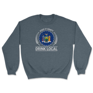 Drink Local New York Vintage Craft Beer New York Brewing - Unisex Sweatshirt - Dark Grey Heather