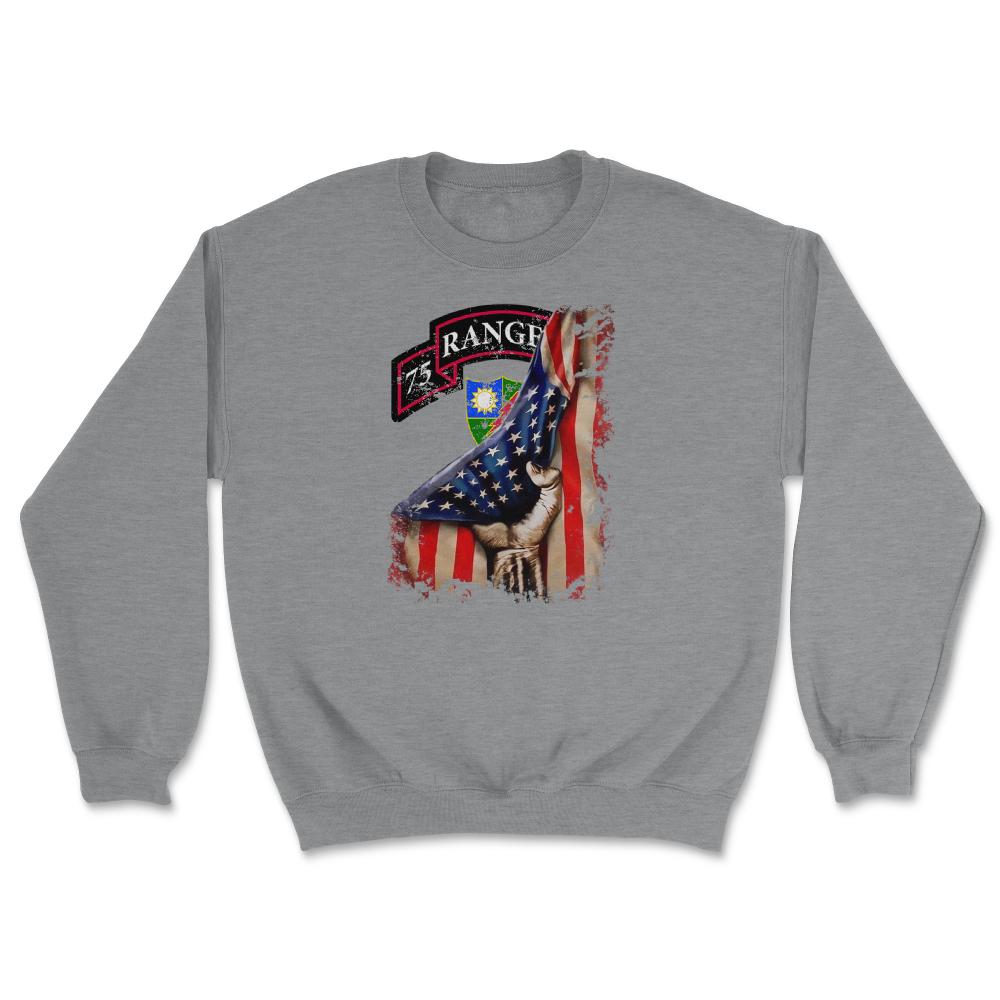 75th Ranger Regiment Scroll USA Flag Pull Back Patriotic Military Gift - Unisex Sweatshirt - Grey Heather