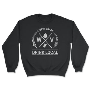 Drink Local West Virginia Vintage Craft Beer Brewing - Unisex Sweatshirt - Black