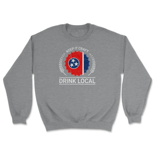 Drink Local Tennessee Vintage Craft Beer Bottle Cap Brewing - Unisex Sweatshirt - Grey Heather