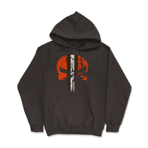 Cleveland Football Skull Weathered Helmet Stripe Fan - Hoodie - Brown