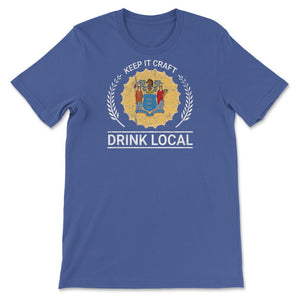 Drink Local New Jersey Vintage Craft Beer Bottle Cap Brewing - Unisex T-Shirt - Royal Blue