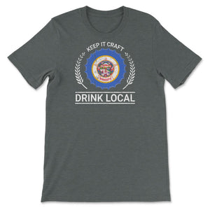 Drink Local Minnesota Vintage Craft Beer Bottle Cap Brewing - Unisex T-Shirt - Dark Grey Heather