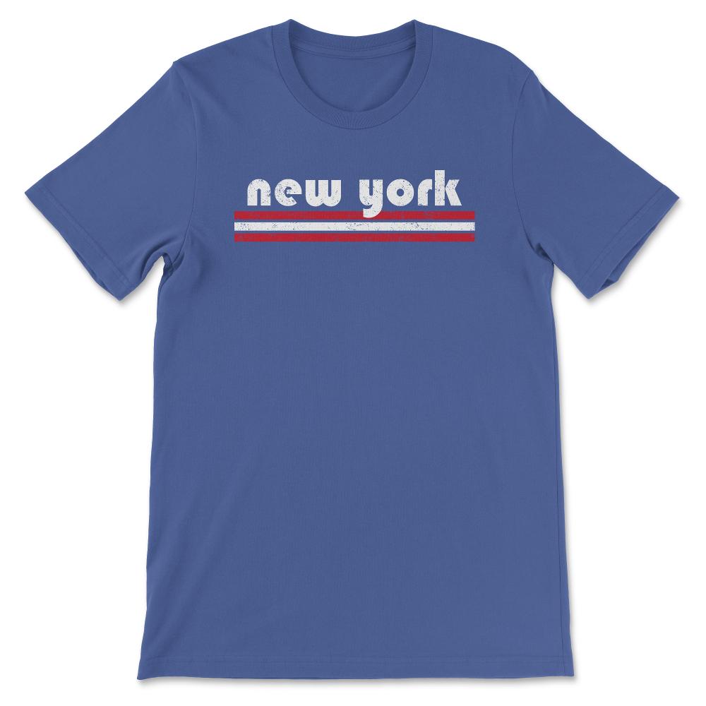 Vintage New York Retro Three Stripe Weathered - Unisex T-Shirt - Royal Blue