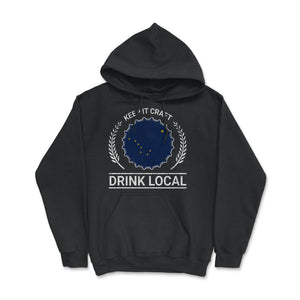 Drink Local Alaska Vintage Craft Beer Bottle Cap Brewing - Hoodie - Black