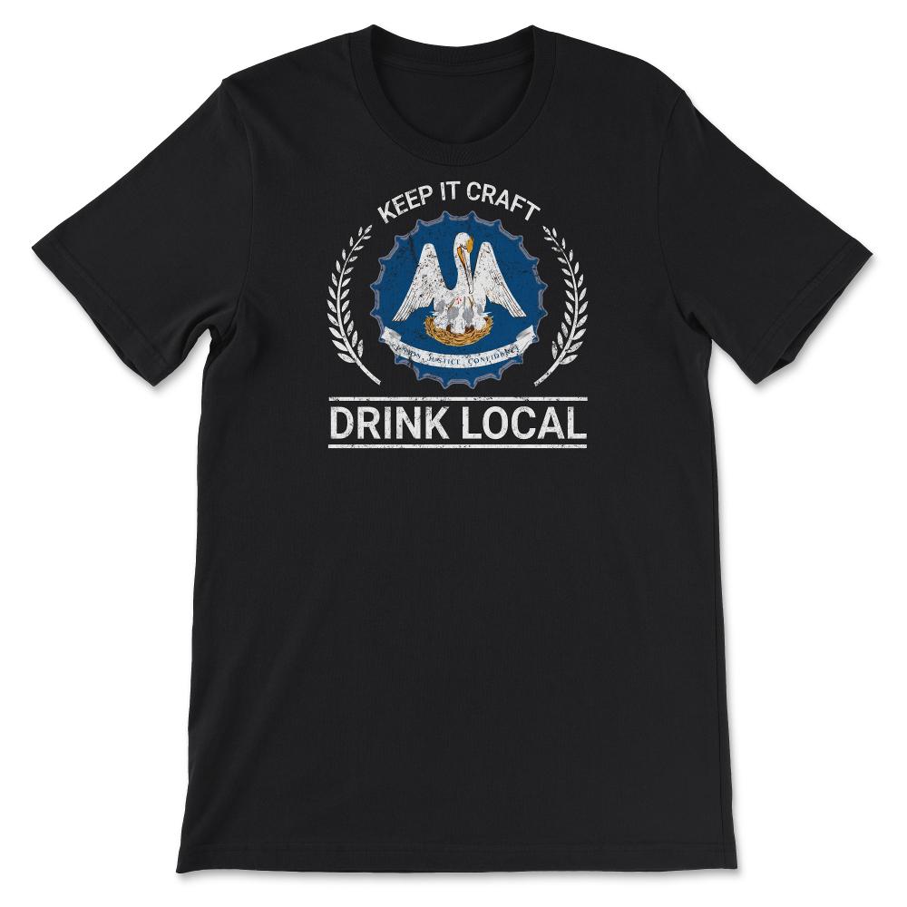 Drink Local Louisiana Vintage Craft Beer Bottle Cap Brewing - Unisex T-Shirt - Black