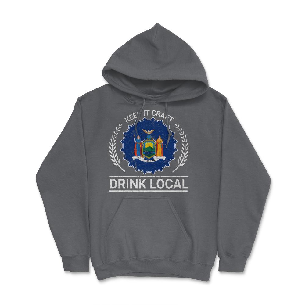 Drink Local New York Vintage Craft Beer New York Brewing - Hoodie - Smoke Grey