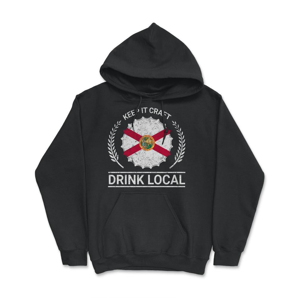 Drink Local Florida Vintage Craft Beer Bottle Cap Brewing - Hoodie - Black