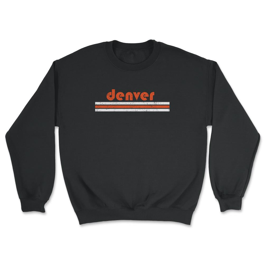 Vintage Denver Colorado Retro Three Stripe Weathered - Unisex Sweatshirt - Black