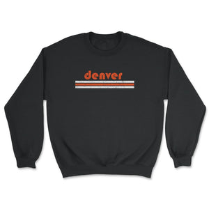 Vintage Denver Colorado Retro Three Stripe Weathered - Unisex Sweatshirt - Black