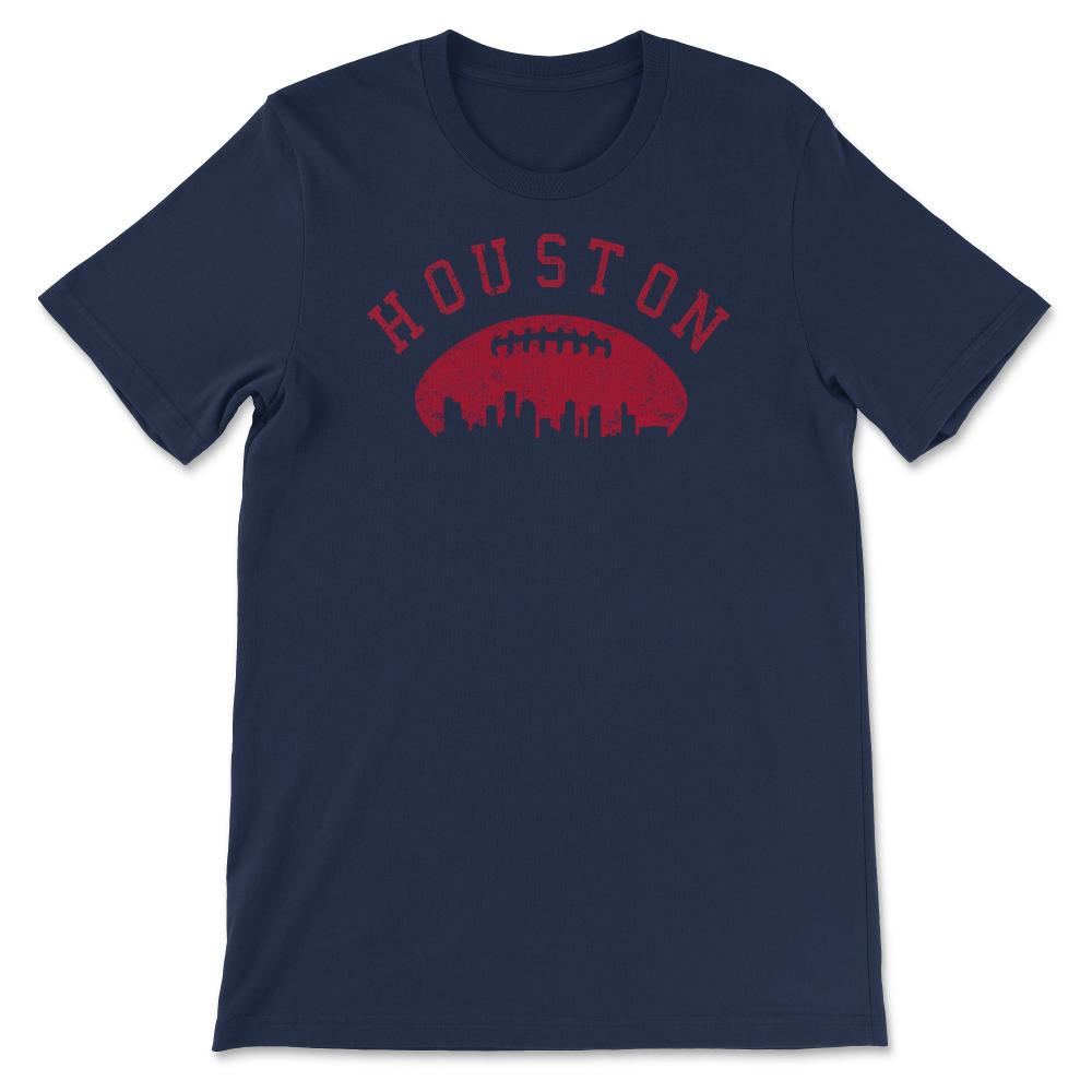 Vintage Houston Texas Football City Skyline Gameday Tailgating - Unisex T-Shirt - Navy