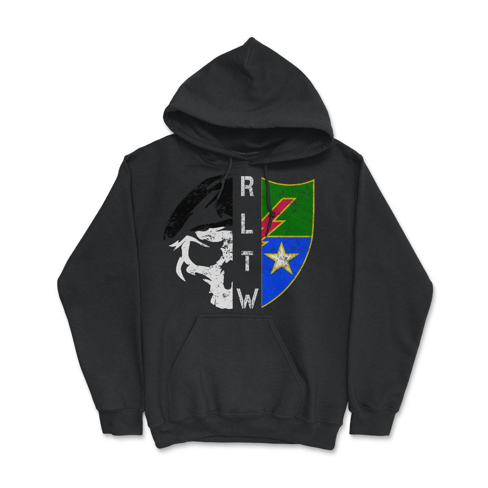 75th Vintage Army 75th Ranger Regiment DUI RLTW Half Skull Half Crest - Hoodie - Black