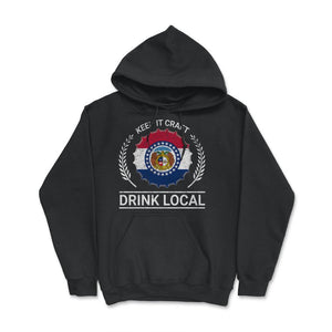 Drink Local Missouri Vintage Craft Beer Bottle Cap Brewing - Hoodie - Black