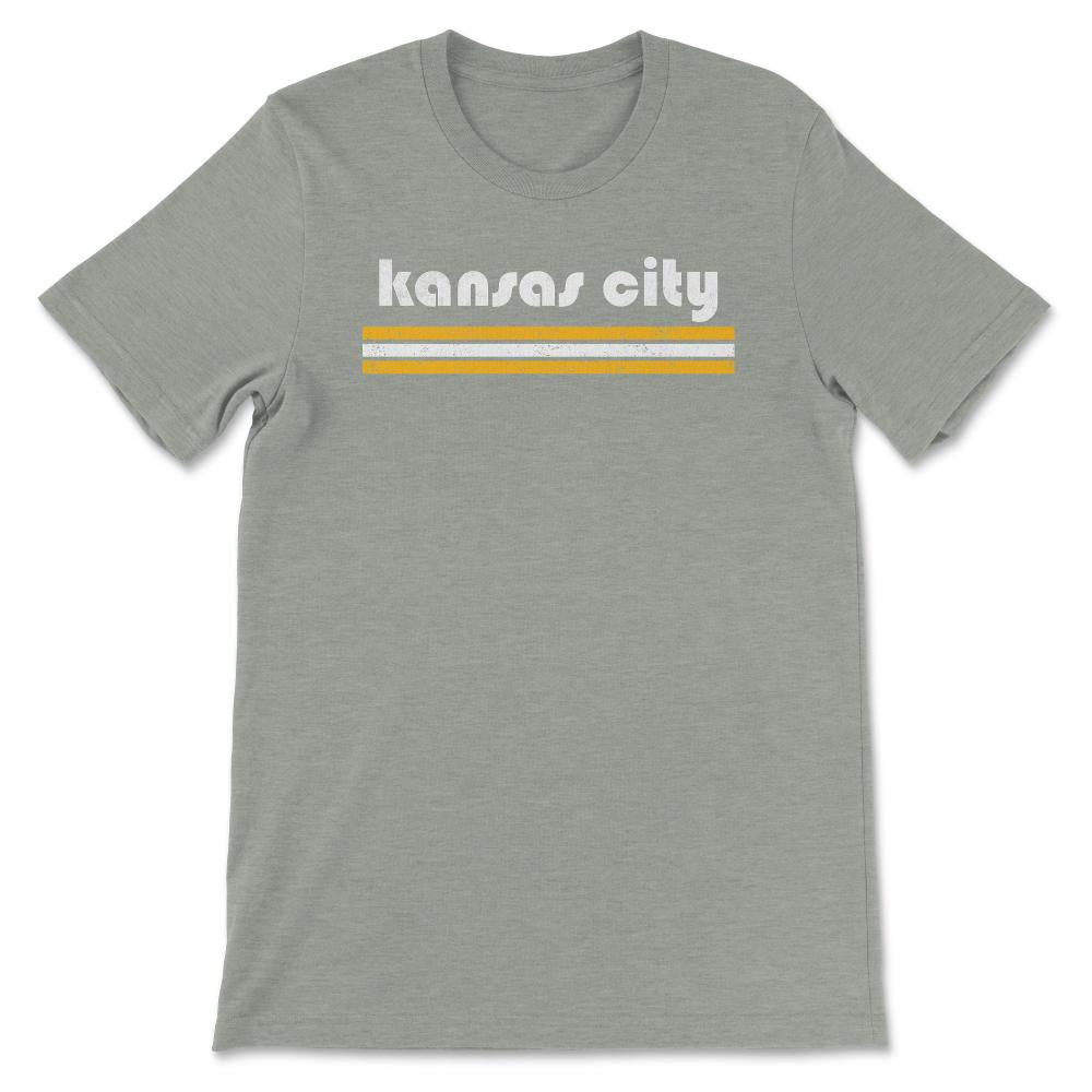 Vintage Kansas City Missouri Retro Three Stripe Weathered - Unisex T-Shirt - Grey Heather