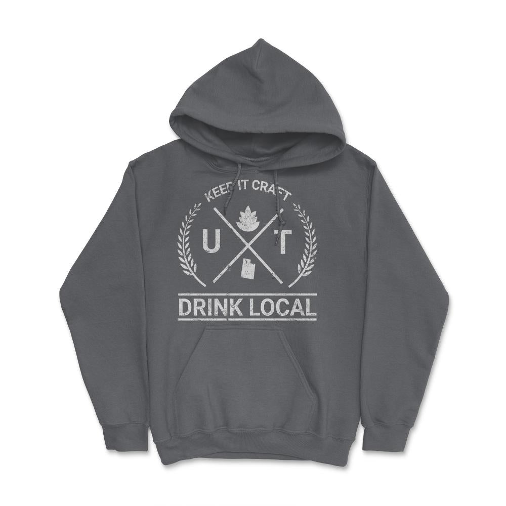 Drink Local Utah Vintage Craft Beer Brewing - Hoodie - Smoke Grey